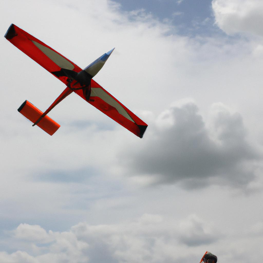 Person flying RC plane mid-air